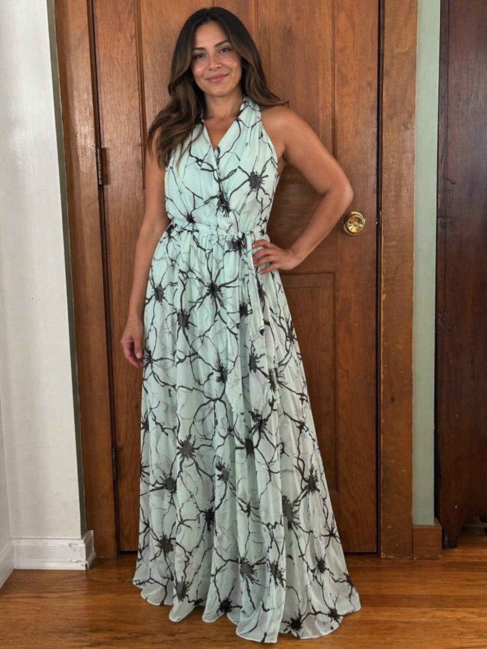 NWT Banana Republic Mint and Black Floral Maxi Dress